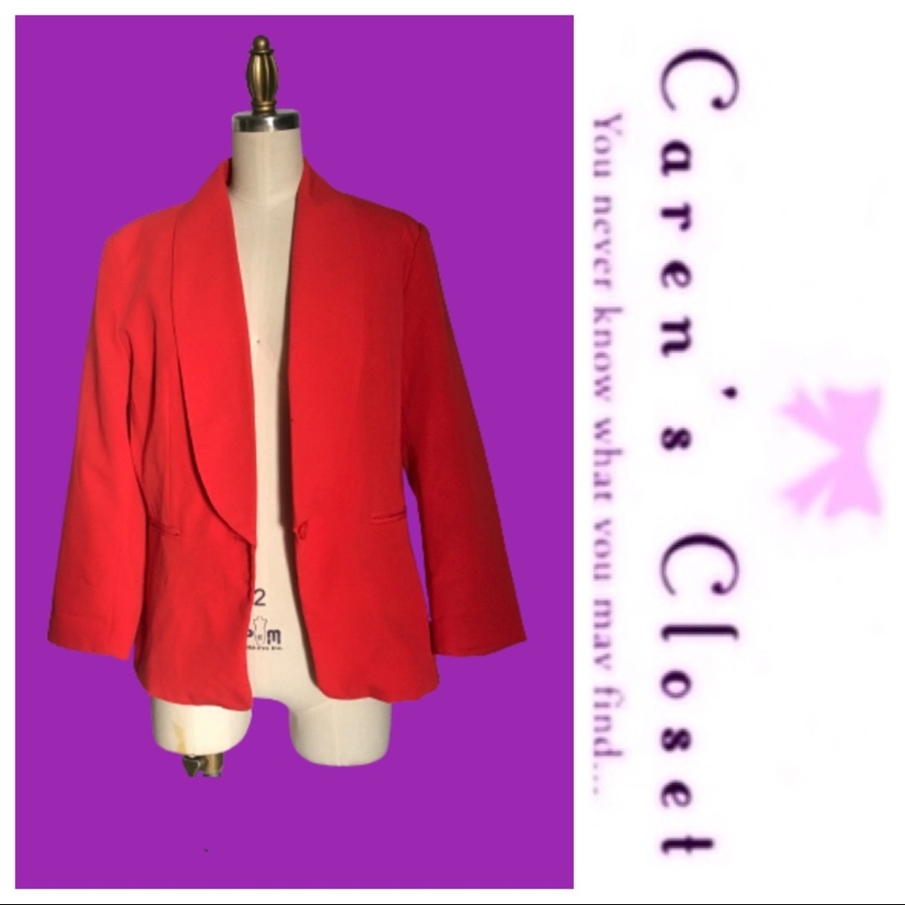 Cynthia Rowley Bright Orange & Print Lined Blazer Jacket - Picture 8 of 8